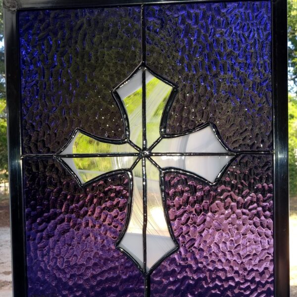 Stained Glass Purple w/White Clear Cross